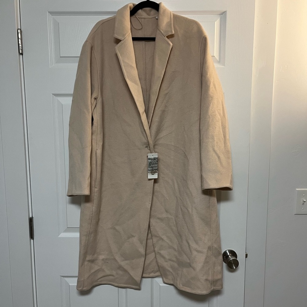 Uniqlo Wool Coat Double Face Jacket NWT XL Cream Beige Tan